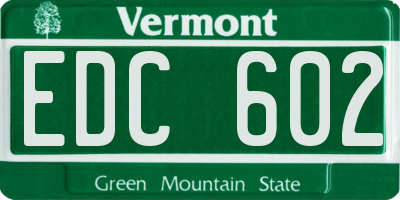 VT license plate EDC602
