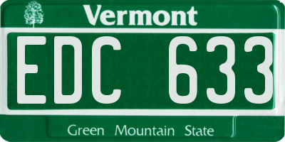 VT license plate EDC633
