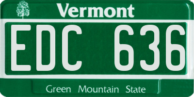 VT license plate EDC636