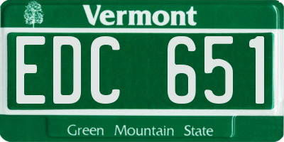 VT license plate EDC651