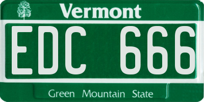 VT license plate EDC666
