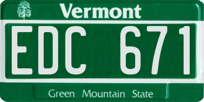 VT license plate EDC671