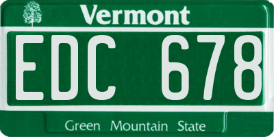 VT license plate EDC678