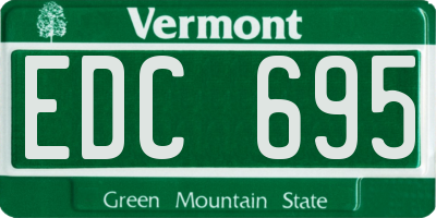 VT license plate EDC695
