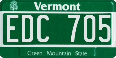 VT license plate EDC705