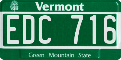 VT license plate EDC716