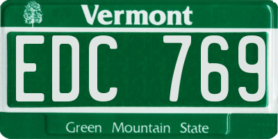VT license plate EDC769