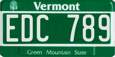 VT license plate EDC789