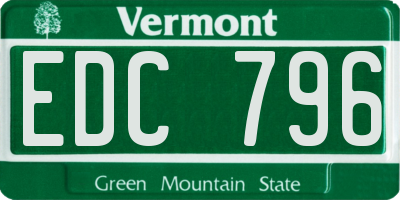 VT license plate EDC796