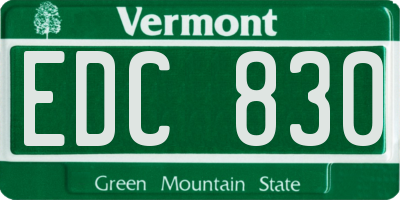 VT license plate EDC830