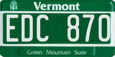 VT license plate EDC870