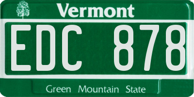 VT license plate EDC878