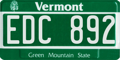 VT license plate EDC892