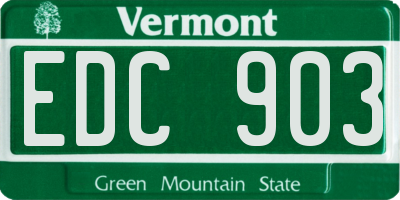 VT license plate EDC903