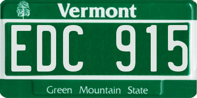 VT license plate EDC915