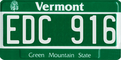 VT license plate EDC916