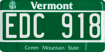 VT license plate EDC918