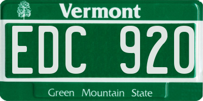 VT license plate EDC920