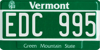VT license plate EDC995