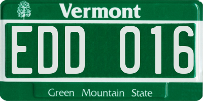 VT license plate EDD016