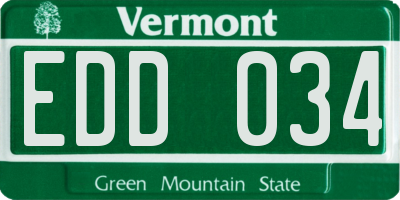 VT license plate EDD034