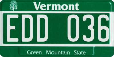 VT license plate EDD036