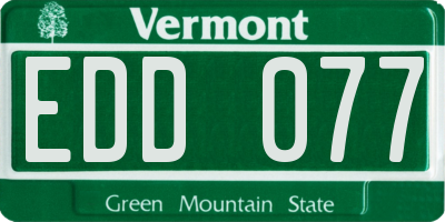 VT license plate EDD077