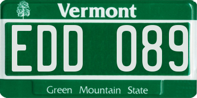 VT license plate EDD089