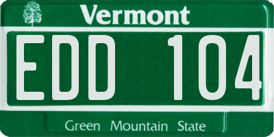 VT license plate EDD104