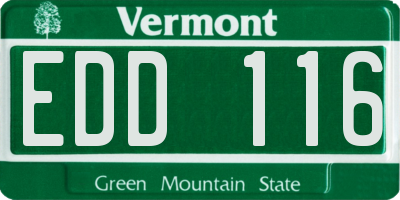 VT license plate EDD116