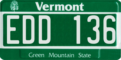 VT license plate EDD136