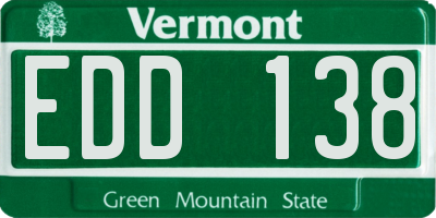VT license plate EDD138