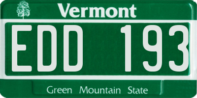 VT license plate EDD193