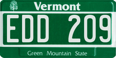 VT license plate EDD209