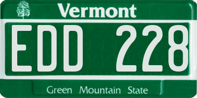 VT license plate EDD228