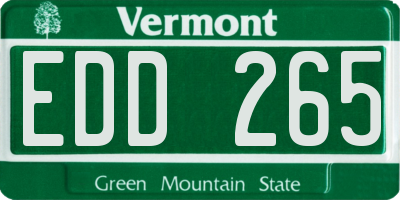 VT license plate EDD265