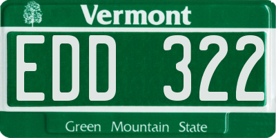 VT license plate EDD322