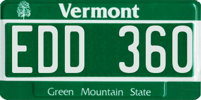 VT license plate EDD360