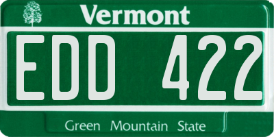 VT license plate EDD422