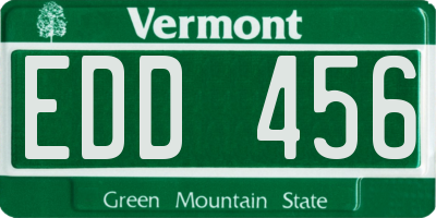VT license plate EDD456