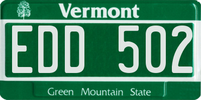 VT license plate EDD502
