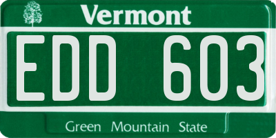 VT license plate EDD603