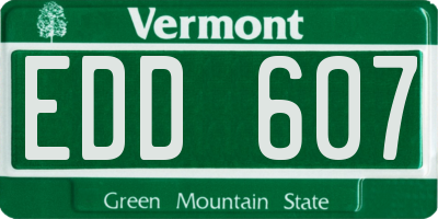 VT license plate EDD607