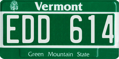 VT license plate EDD614