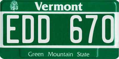 VT license plate EDD670