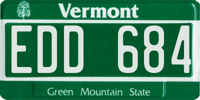 VT license plate EDD684
