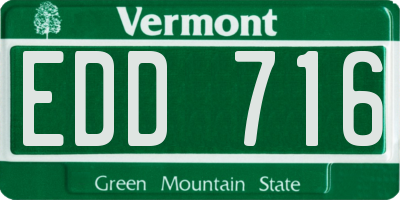 VT license plate EDD716