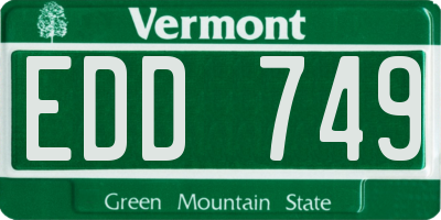 VT license plate EDD749