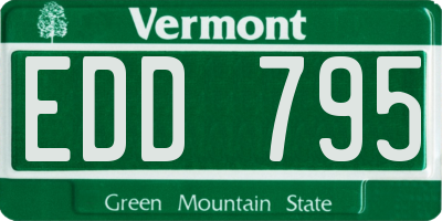 VT license plate EDD795