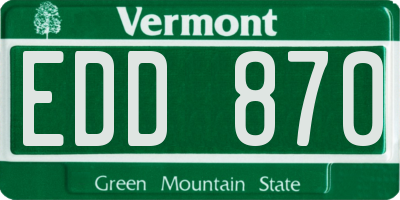 VT license plate EDD870